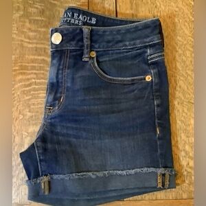 American Eagle Midi Jean Shorts Dark Wash Super Stretch